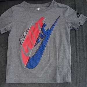 Nike Kids Gray Tee with Red and Blue Graphic